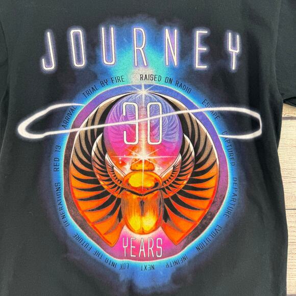 Vintage Y2K Journey 30 Year Anniversary Logo T-Shirt Adult Small Black Anvil - Picture 3 of 9